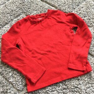 Toddler Girl Red Cotton Ruffle Hem Top 6/7